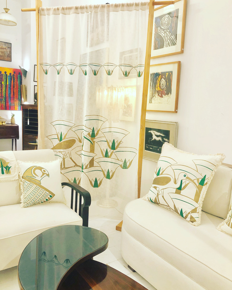 Ancient Egyptian curtains and cushions